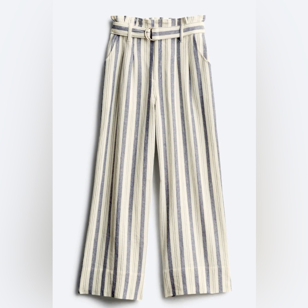 Belted Cropped Printed Wide Leg Pant